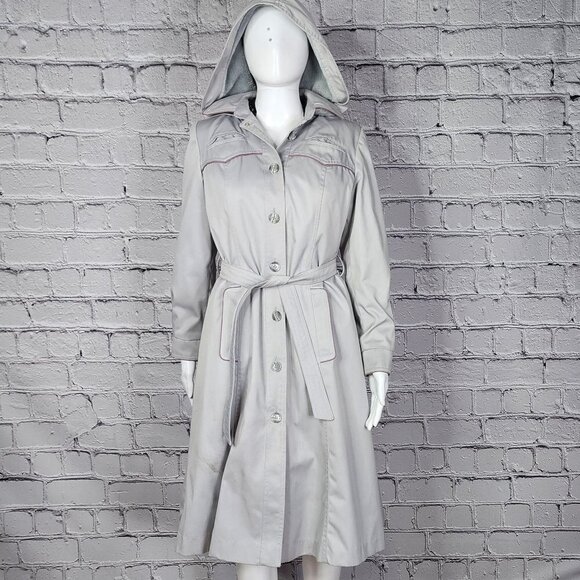 Vintage Stormy Weather Overcoat with Hood and Zip Out Liner, Women's 9 - Picture 2 of 14